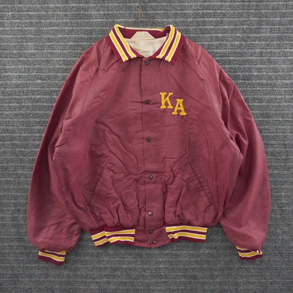 Vintage 80s Don Alleson Kappa Alpha Athletic Coach Jacket L Maroon KA Nylon